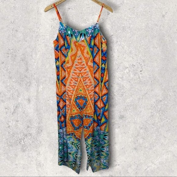 Boston Proper Bohemian Printed Maxi Dress Size XS Orange Hippie Festival Long - Picture 8 of 14